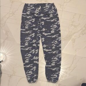 Monrow Blue and White Camo Joggers
